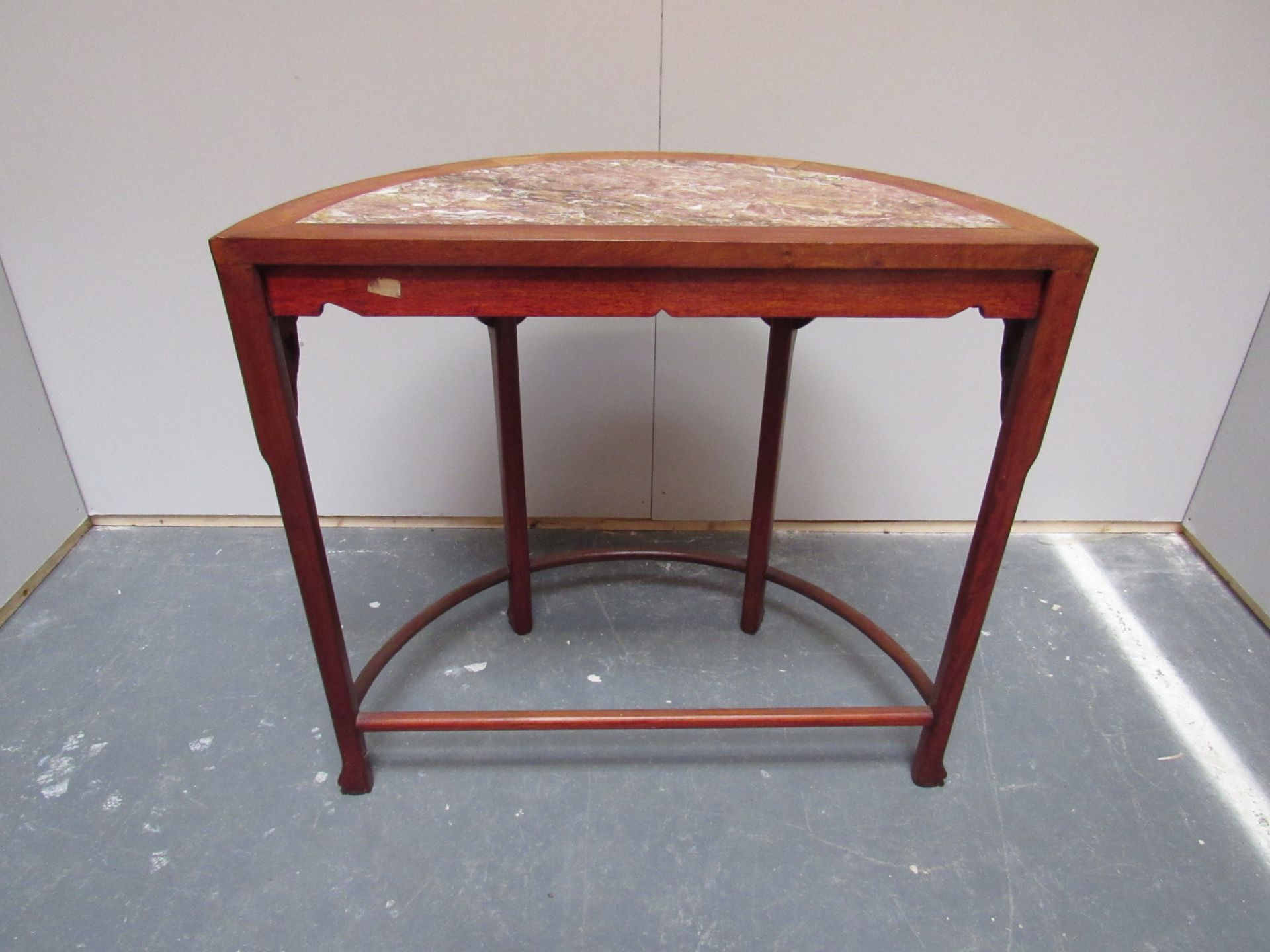 Demi Lune Marble Topped Console Table With Carved Frieze On A Square Tapering Leg - Image 3 of 4