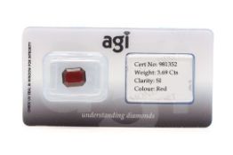 AGI Capsulated Red Beryl, Weight- 3.69 Carat
