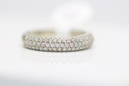 14ct White Gold Ladies Decorate Band, Set With AAA Crystals