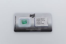 AGI Capsulated Green Emerald, Weight- 3.33 Carat