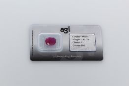 AGI Capsulated Red Ruby, Weight- 3.12 Carat