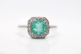 9ct White Gold Emerald And Diamond Ring, Emerald- Approx 2.00 Carat
