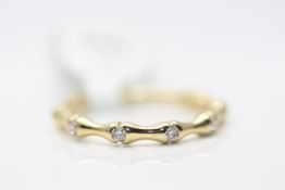 9ct Yelow Gold Diamond Half Eternity Ring, Diamond weight- 0.12 Carat