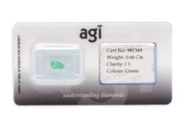 AGI Capsulated Green Emerald, Weight- 0.66 Carat