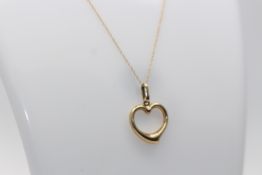 9ct Yellow Gold Necklace and Heart Shaped Pendent