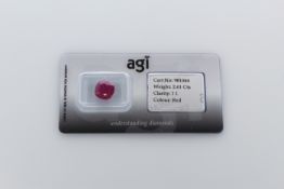 AGI Capsulated Red Ruby, Weight- 2.61 Carat