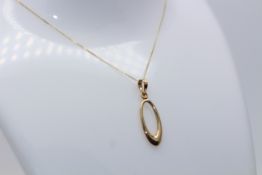 9ct Yellow Gold Necklace and Oval Shaped Pendent