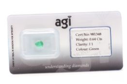 AGI Capsulated Green Emerald, Weight- 0.64 Carat