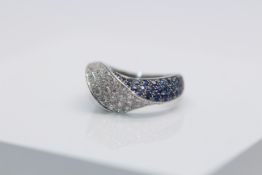 18ct White Gold Diamond and Sapphire Ring,