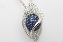18ct White Gold Diamond And Sapphire Pendent