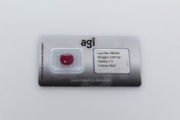 AGI Capsulated Red Ruby, Weight- 3.30 Carat