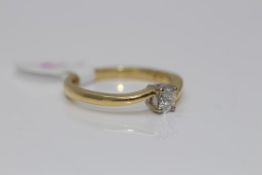 18ct Yellow Gold Oval Cut Diamond Ring, Total Diamond Weight- 0.23 carat