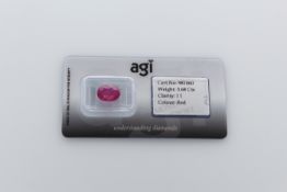 AGI Capsulated Red Ruby, Weight- 3.68 Carat