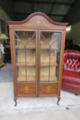 Edwardian Carved Inlaid Display Cabinet / Book Case