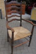 Antique Rush Seated Arm Chair