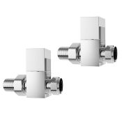 (S98) 15mm Standard Connection Square Straight Chrome Radiator Valves 10 Year Warranty Solid brass