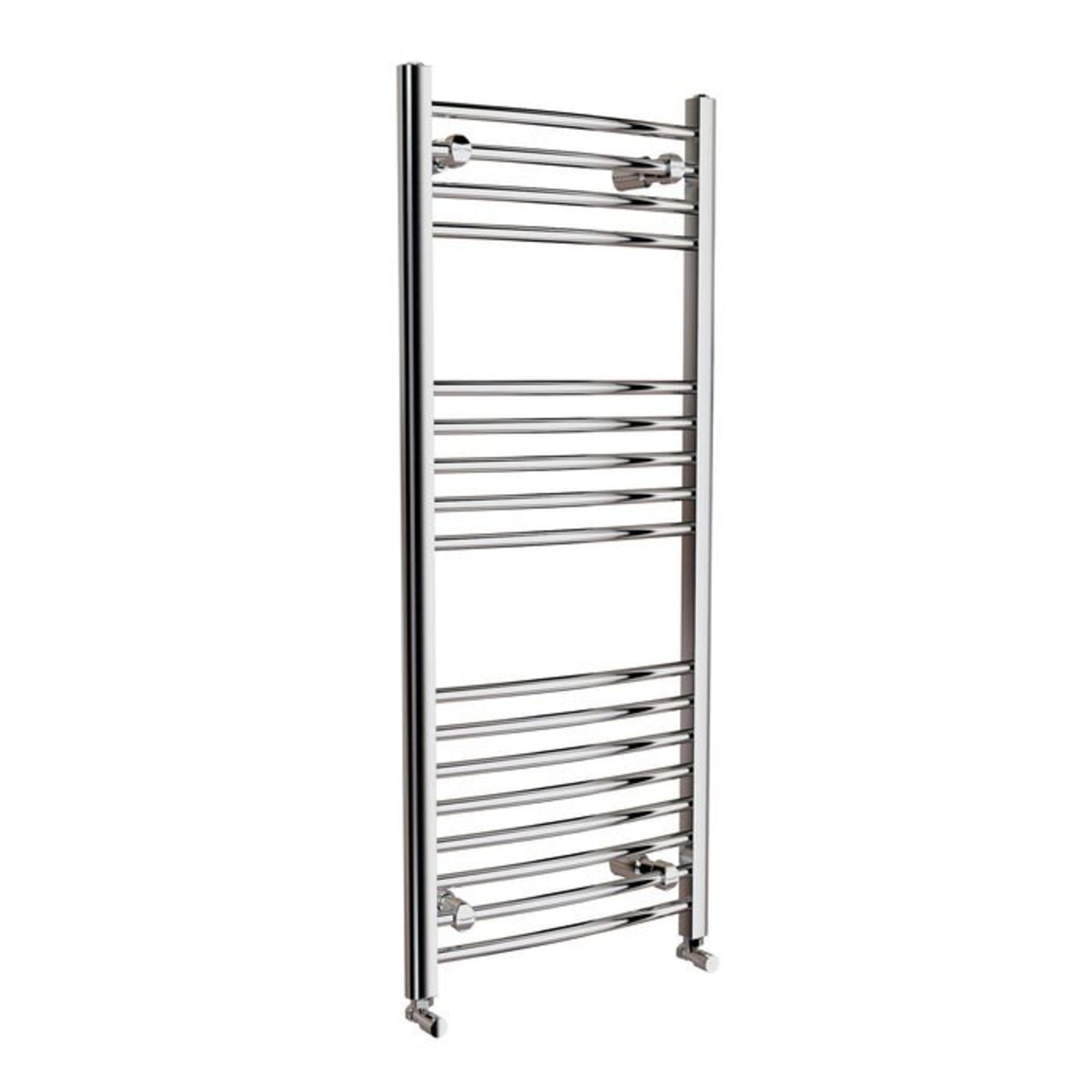 (M11) 1200x500mm - 20mm Tubes - Chrome Curved Rail Ladder Towel Radiator. Low carbon steel chrome - Image 3 of 5