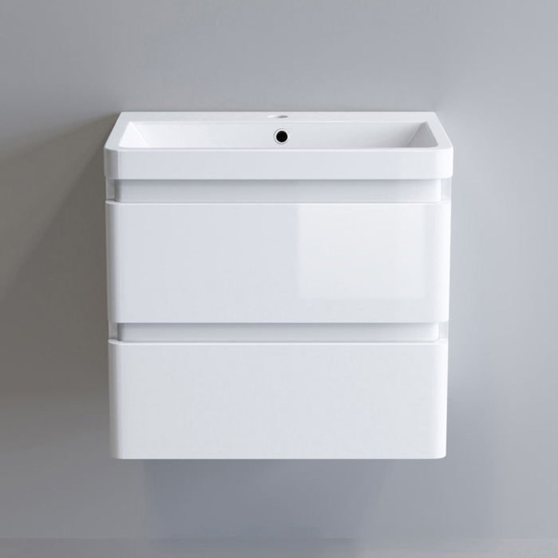 (M4) 600mm Denver II Gloss White Built In Basin Drawer Unit - Wall Hung. RRP £499.99. COMES COMPLETE - Image 4 of 5