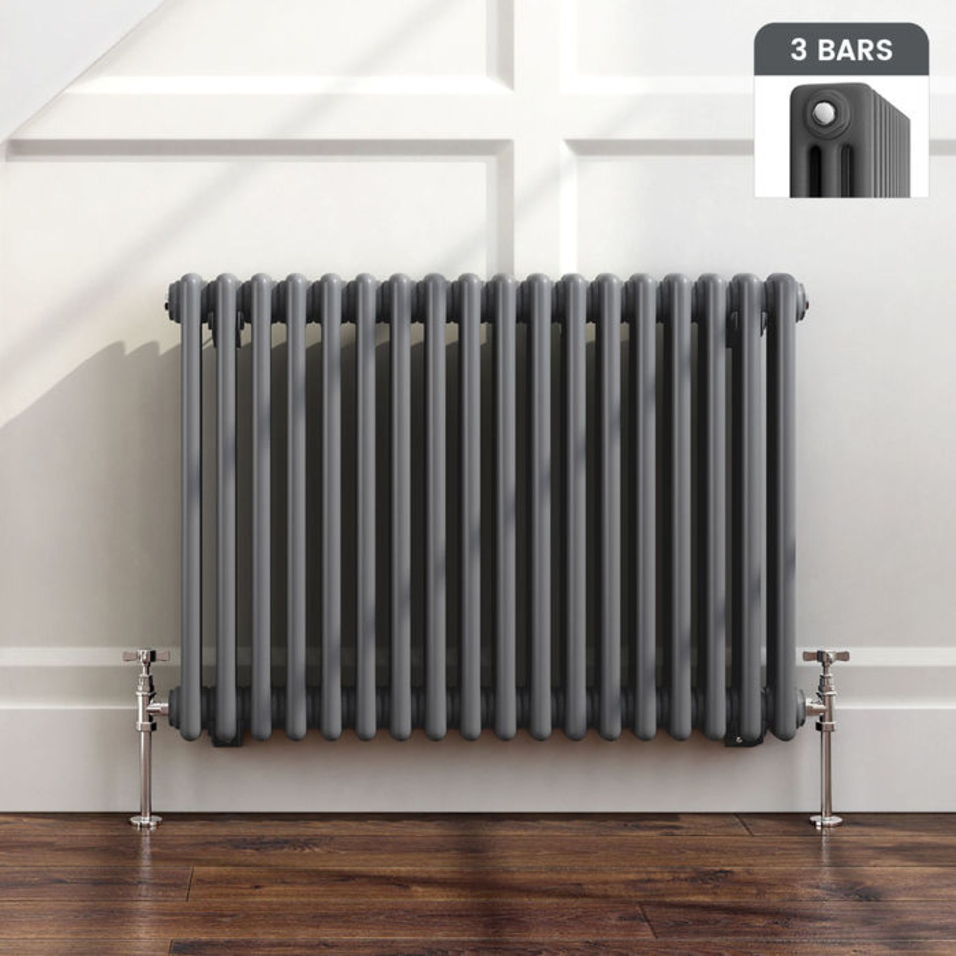 (M13) 600x821mm Anthracite Triple Panel Horizontal Colosseum Traditional Radiator.RRP £449.99.