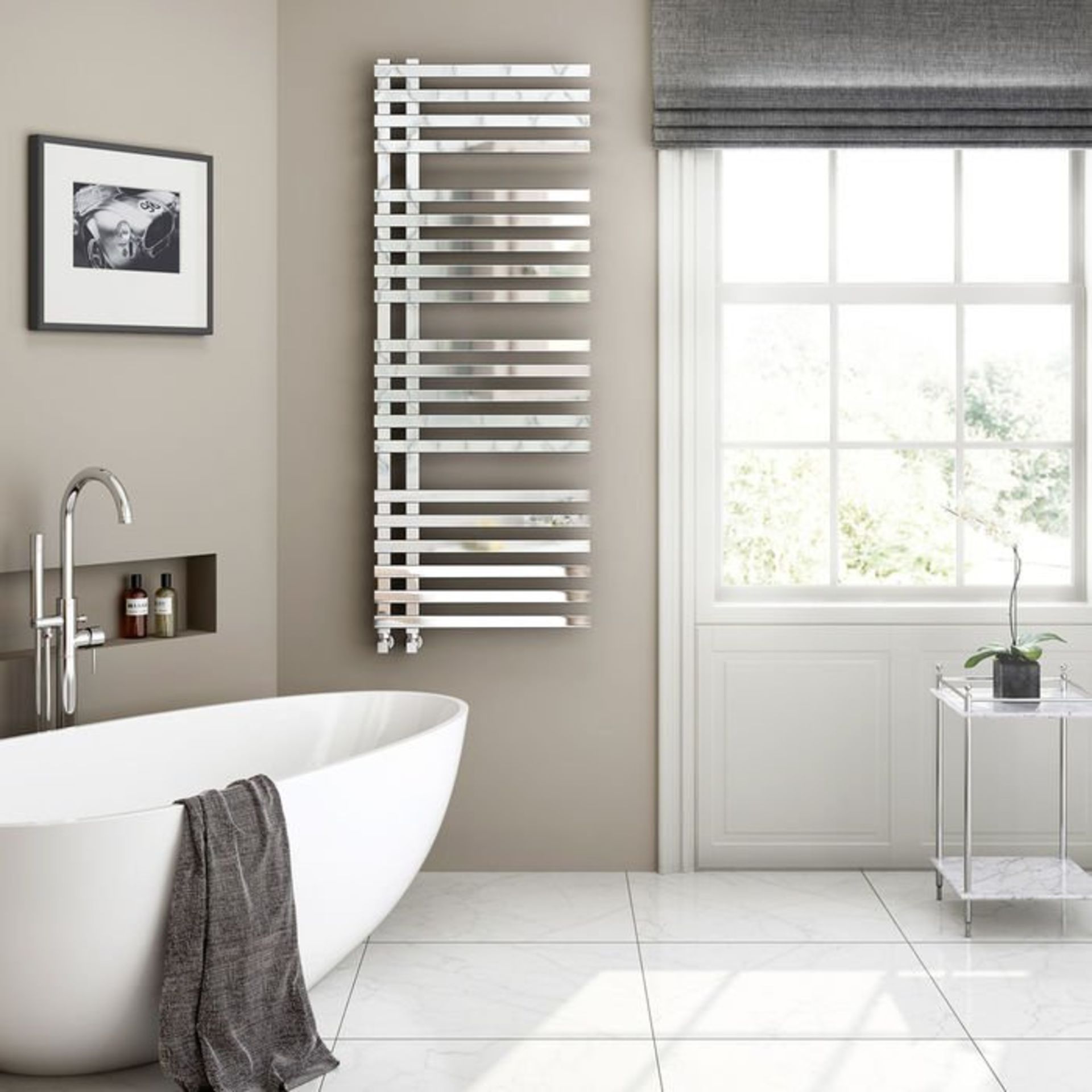 (M40) 1600x600mm Chrome Designer Towel Radiator -Square Rail. RRP £797.99. Enjoy the convenient dual - Image 3 of 4