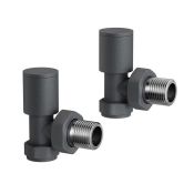 (M147) Anthracite Standard Connection Angled Radiator Valves 15mm. Contemporary anthracite finish