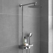 (E24) 250mm Large Round Head Thermostatic Exposed Shower Kit, Handheld & Storage Shelf . Family