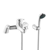 (M119) Sleek Modern Bathroom Chrome Bath Filler Mixer Tap with Hand Held Shower. Chrome Plated Solid