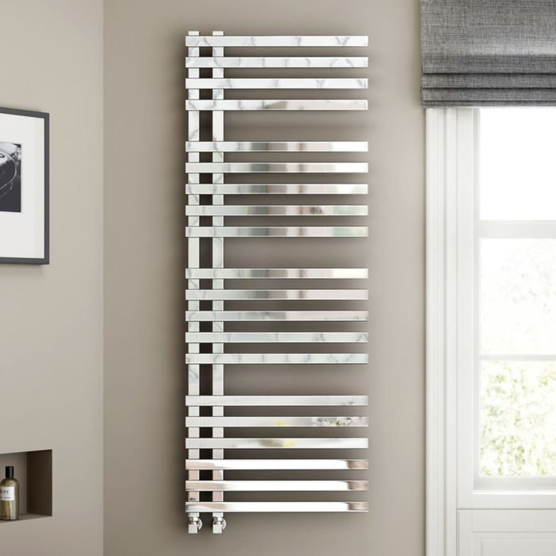 (M40) 1600x600mm Chrome Designer Towel Radiator -Square Rail. RRP £797.99. Enjoy the convenient dual