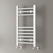 (Y237) 700x600mm Kudox White Straight Rail Ladder Towel Radiator. RRP £139.98 Low carbon steel, high