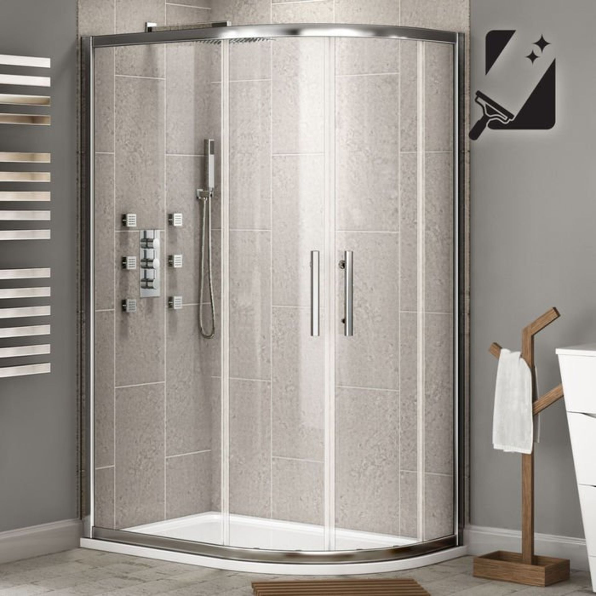 (M30) 800x1000mm - 8mm - Premium EasyClean Offset Quadrant Shower Enclosure - Reversible. RRP £399.