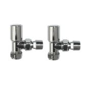 (M149) Standard 15mm Connection Angled Chrome Radiator Valves. Chrome Plated Solid Brass Angled