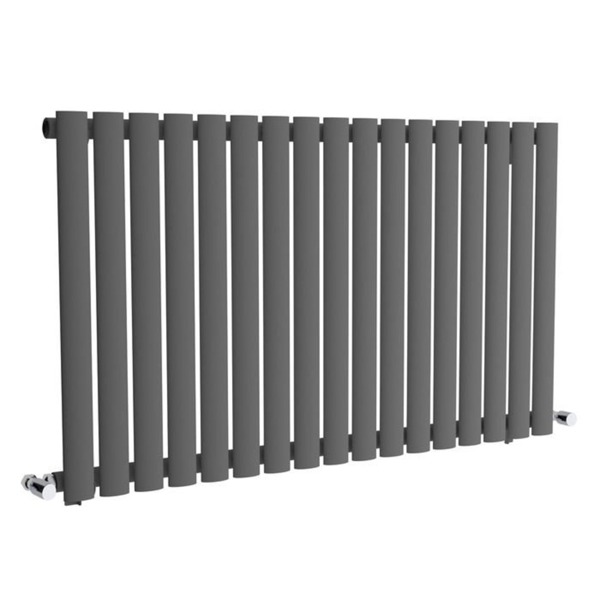 (M9) 600x1020mm Anthracite Single Panel Oval Tube Horizontal Radiator. RRP £244.99. Low carbon - Image 3 of 4