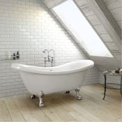 (M71) 1760mm Cambridge Traditional Roll Top Double Slipper Bath - Dragon Feet. RRP £699.99. Bath