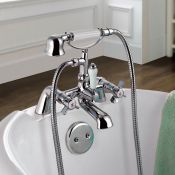 (M102) Loxley Traditional Bath Mixer Tap with Hand Held Shower. Chrome Plated Solid Brass