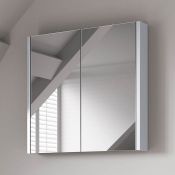 (M140) 600mm Gloss White Double Door Mirror Cabinet. RRP £274.99. Sleek contemporary design Double