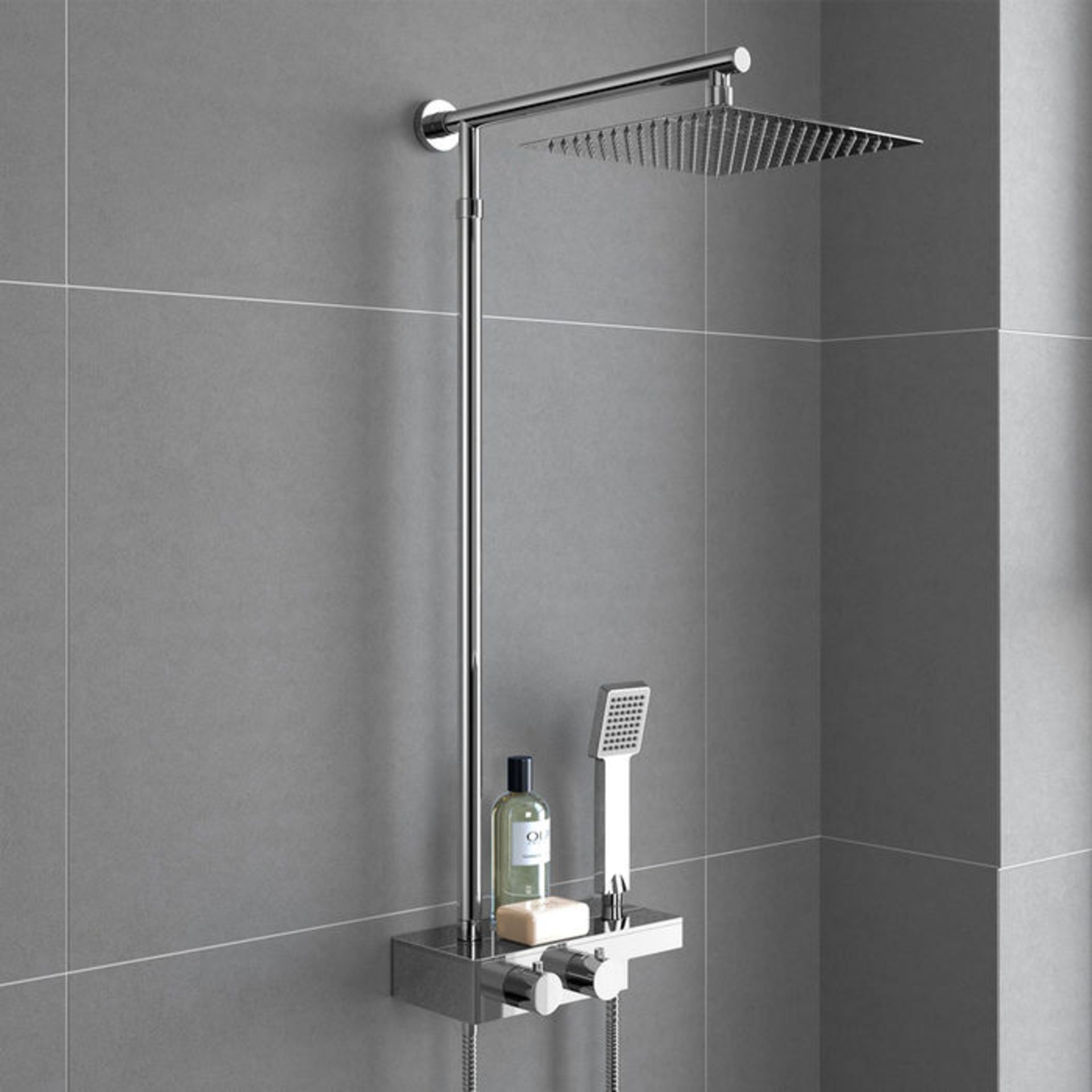(Y157) Square Exposed Thermostatic Shower Shelf, Kit & Large Head. RRP £349.99. Style meets function - Image 2 of 6
