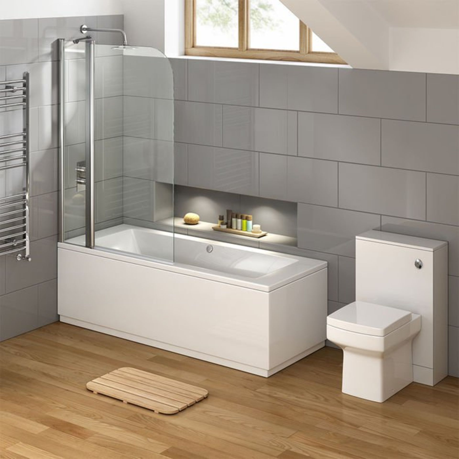 (M28) 1000mm - 6mm - EasyClean Straight Bath Screen. RRP £224.99. 6mm Tempered Safety Glass Screen - - Image 2 of 4