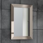 (M161) 300x450mm Clover Metallic Nickel Framed Mirror. Made from eco friendly recycled plastics