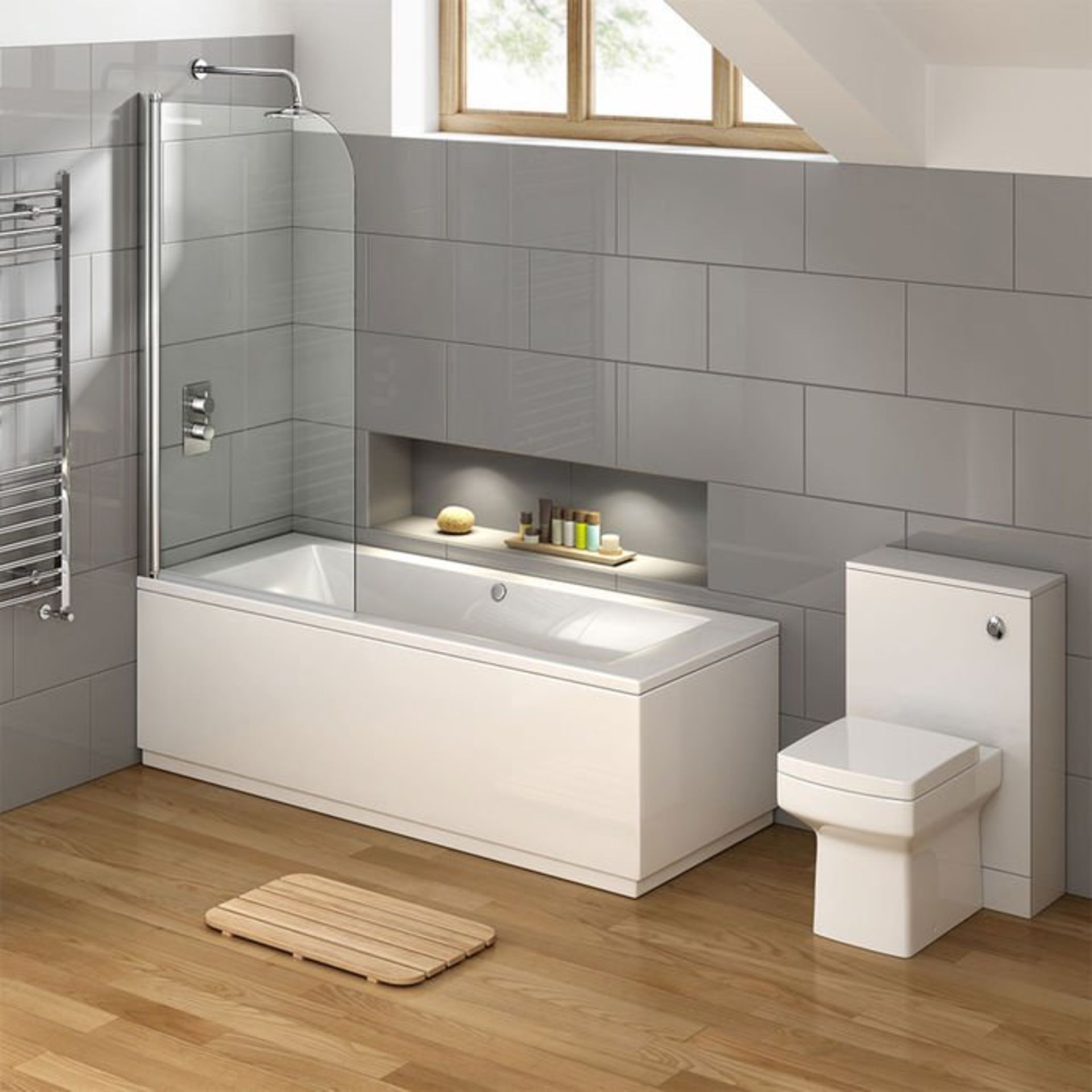 (M27) 800mm - 6mm - EasyClean Straight Bath Screen. RRP £224.99. 6mm Tempered Saftey Glass - Image 2 of 3