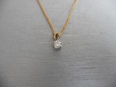 0.25ct diamond solitaire pendant set in 18ct gold. Brilliant cut diamond, I colour and si3