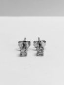 0.30ct diamond solitaire stud earrings set in platinum 950. Brilliant cut diamonds I colour, si2