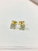 1.40ct Diamond solitaire earrings set with brilliant cut diamonds,i/j colour si1 clarity( clarity
