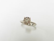1.27ct diamond solitaire ring set in platinum. Brilliant cut diamond, K colour and I1 clarity. 4