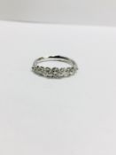 14ct diamond five stone ring 0.60ct,i si2 colour and clarity ,2.8gms 14ct Italian manufacture size M