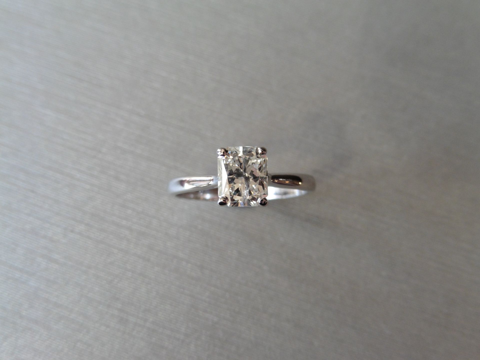 2.14ct Radiant cut diamond,si2 clarity I colour good cut,18ct white gold setting 3.8gms,size L,uk - Image 2 of 5