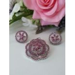 AGI Certified £ 19,120.00 - Amazing Natural Rubies Earrings & Pendant.