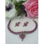 A Beautiful Natural Untreated Ruby Necklace & Earrings Collection - Individually AGI Certified.