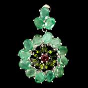 A Stunning very different Natural Emerald - Natural Diopside - Natural Ruby Gemstones Pendant.