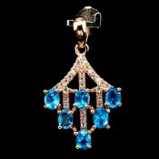 A Very Unusual Natural Blue Apetite Gemstone Pendant. Set with 6 Natural Apetite gemstones