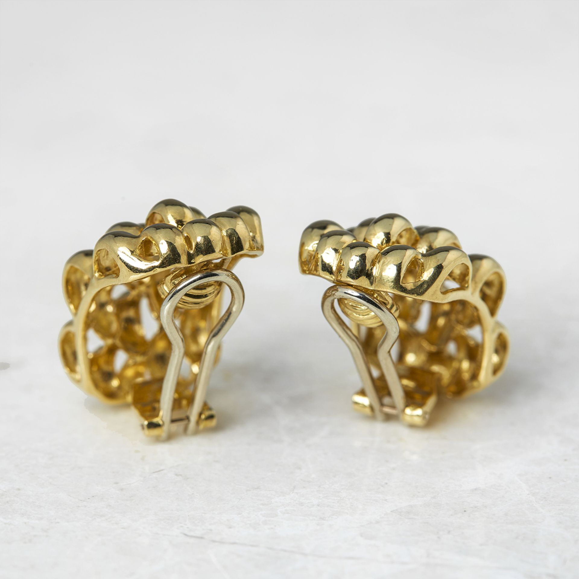David Morris 18k Yellow Gold Honeycomb Clip Earrings - Image 3 of 5